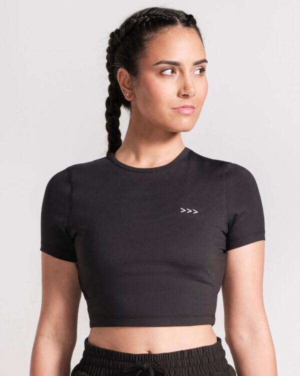 Essentials Black Fitted Cropped Tee - Front