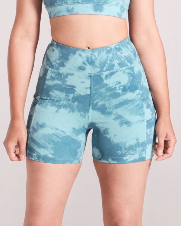 Printed-Bike-Shorts-Teal-Front